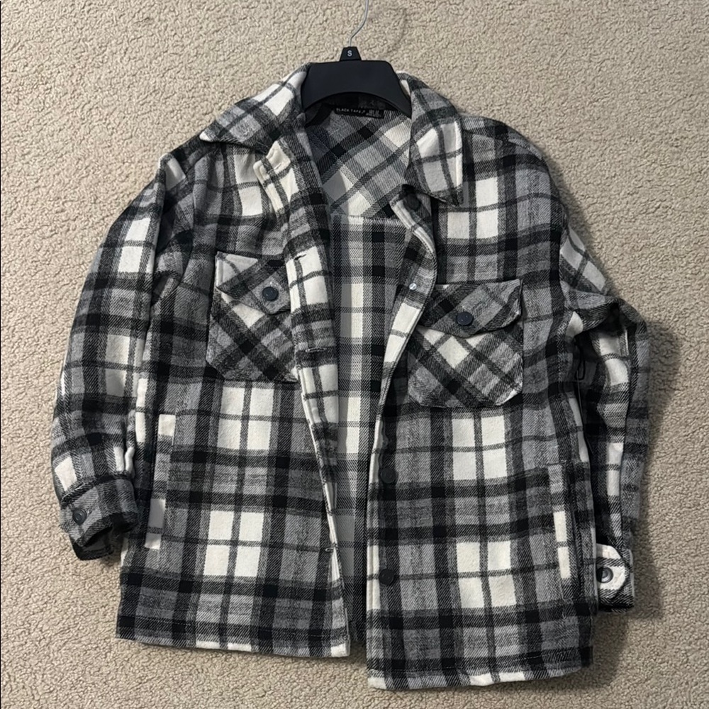 Plaid Black and White Shacket